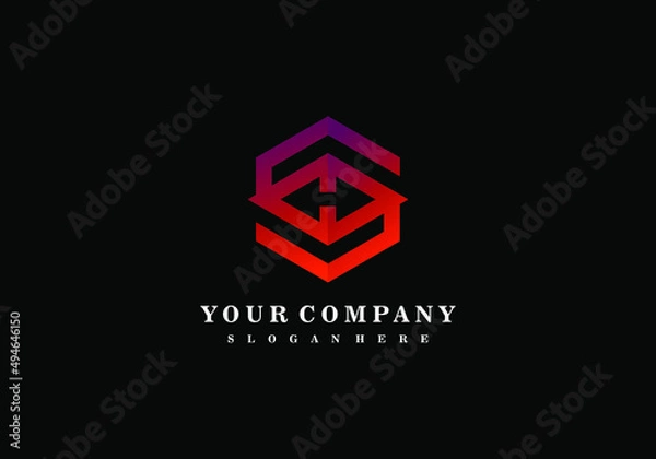 Fototapeta monogram logo concept hexagon