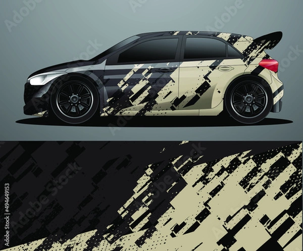 Obraz Rally car decal graphic wrap vector, abstract background