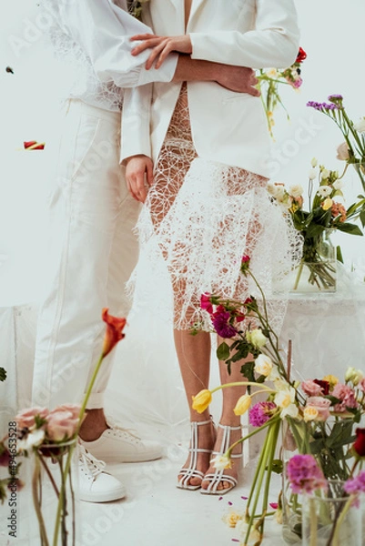 Obraz Bride and groom with flowers