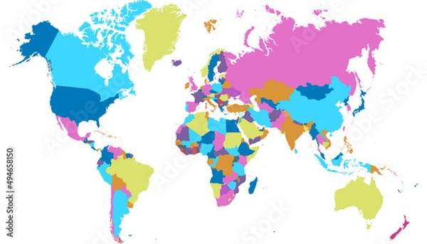 Fototapeta World map. Color vector modern.	