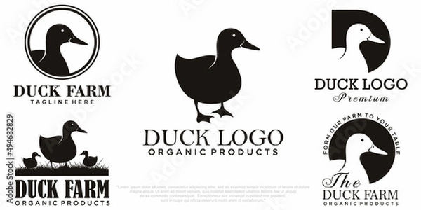 Fototapeta Duck icon set logo vector illustration design template