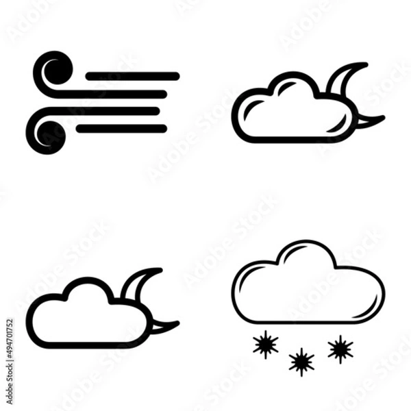 Obraz Weather Flat Icon Set Isolated On White Background