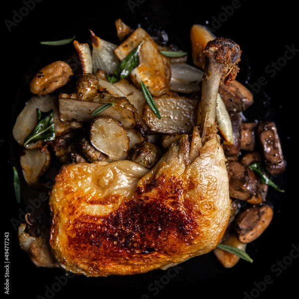 Fototapeta Chicken confit menu