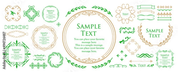 Obraz 春の植物モチーフのフレームセット。ビンテージフラワー。装飾デザイン。流行りのあしらい