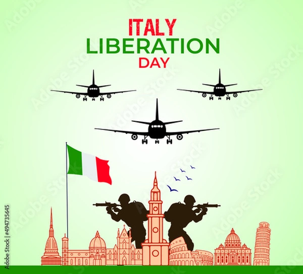 Fototapeta Italy Liberation Day Celebration. 25th April. Template for background, banner, card, poster. vector illustration.