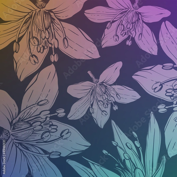 Obraz background with hand drawn flowers