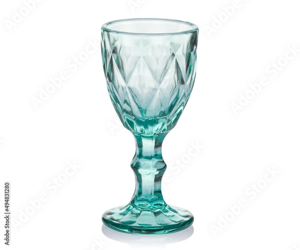 Fototapeta Empty colored glass, tumbler, shot glass for drinks isolated on white background. Ware for bar, restaurant, pub, cafe.