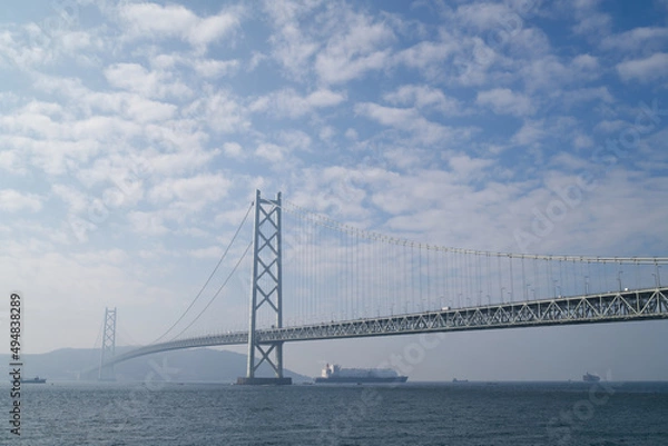 Obraz 明石海峡大橋と下を通過する船舶