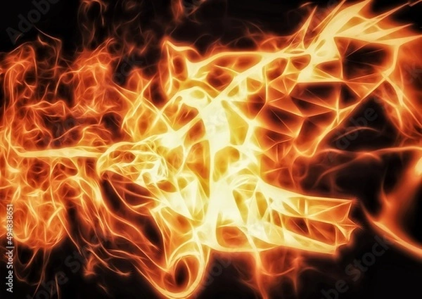 Obraz 夜空を羽ばたく不死鳥のイラスト