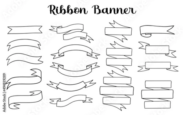 Obraz Outline Set of ribbon banners vector