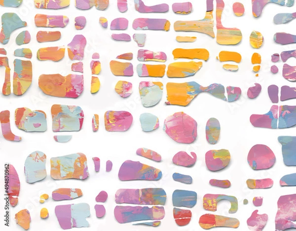 Fototapeta Patchwork abstract background or mosaic pattern of multicolored slices oil paint texture.  High detail.	
