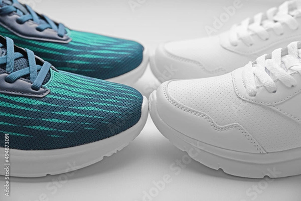 Obraz Sport trainers for jogging on white background closeup