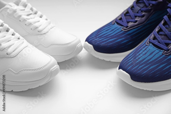Obraz Sport trainers for jogging on white background closeup