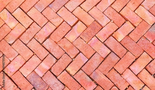 Fototapeta walkway pattern with brick pavement.