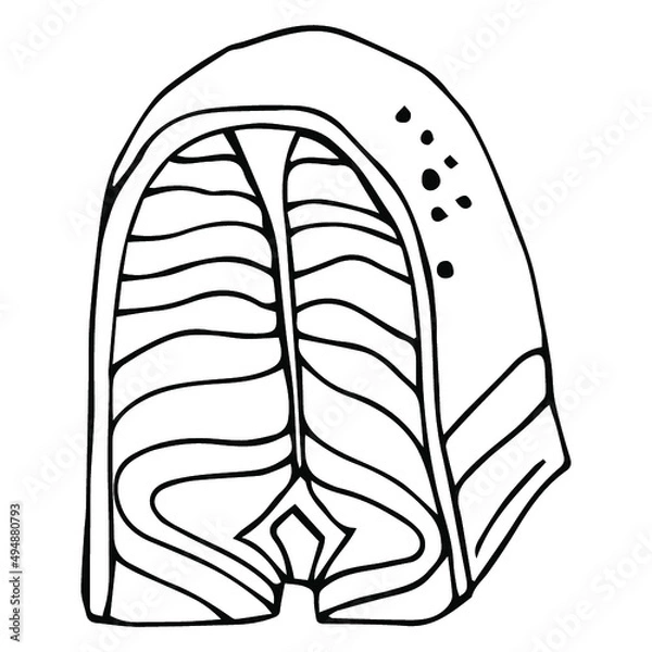 Fototapeta Fish steak hand drawn outline doodle icon. Grilled steak vector sketch illustration for print, web, mobile and infographics isolated on white background. Grilled healthy food concept.