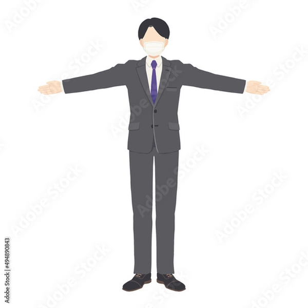 Obraz 手を広げる男性（マスクあり）