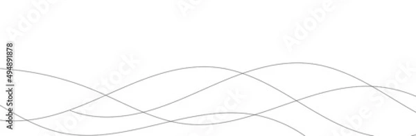 Obraz Thin line wavy abstract vector background. Curve wave seamless pattern. Line art striped graphic template. Vector illustration.	