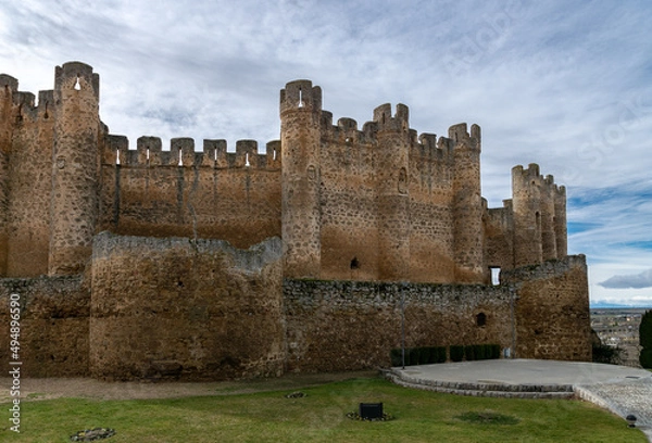 Fototapeta Exterior of the Medieval castle of Valencia de Don Juan, León, Castilla y León, Spain.