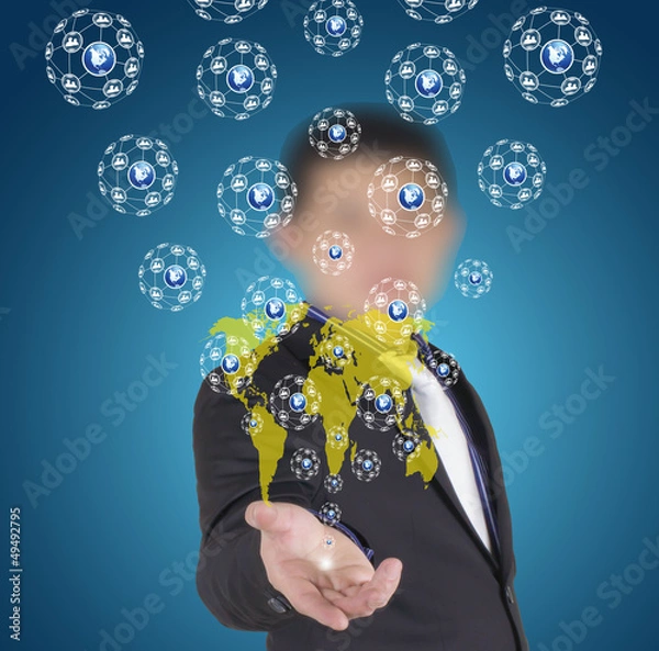 Fototapeta Hands holding social network