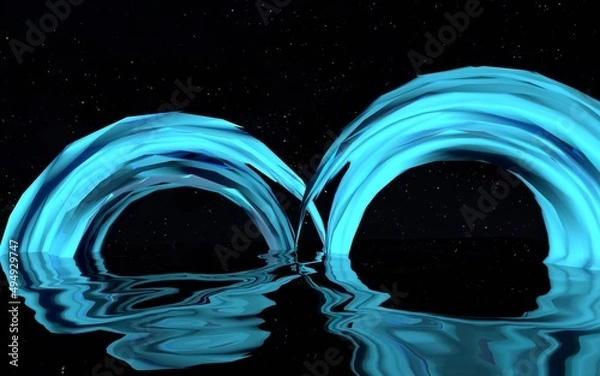 Obraz abstraction 3d illustration ice mountains with reflection