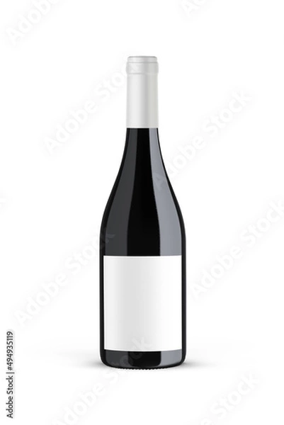 Obraz A bottle of red wine isolated on a neutral background for mockup presentation projects.