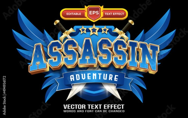 Obraz Assassin adventure 3d logo editable text effect