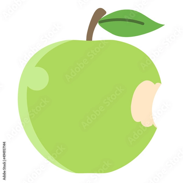 Obraz 食べかけの青りんごのイラスト