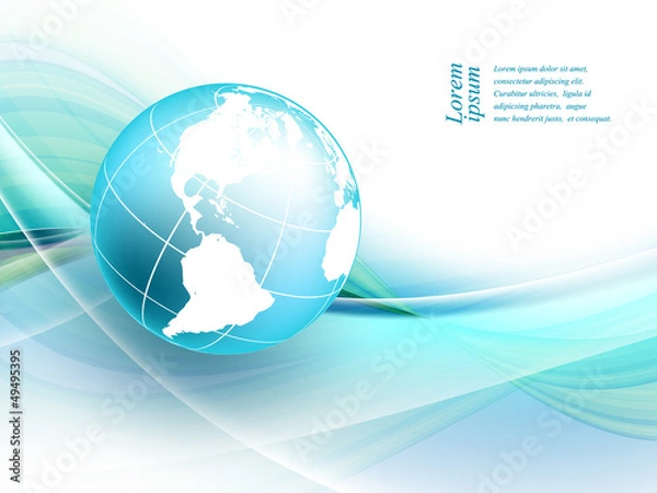 Fototapeta vector wavy lines with copy space and globe. eps10