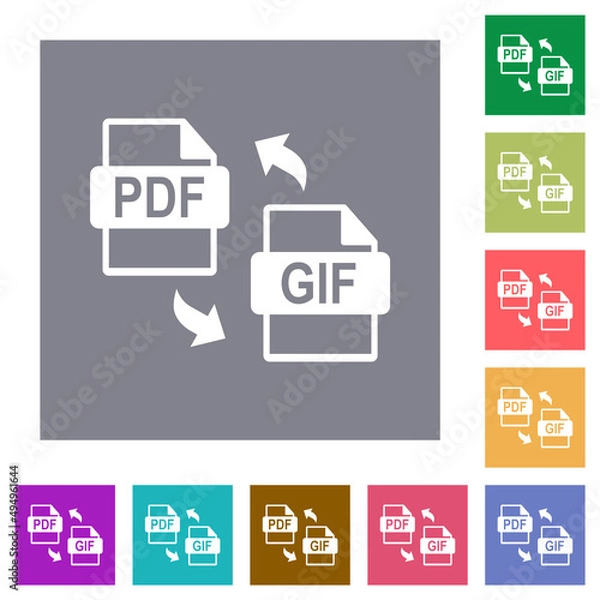 Obraz PDF GIF file conversion square flat icons