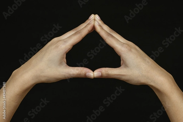 Obraz woman hands isolated on black background