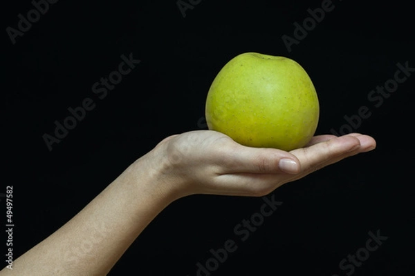 Obraz Female hand with a green apple
