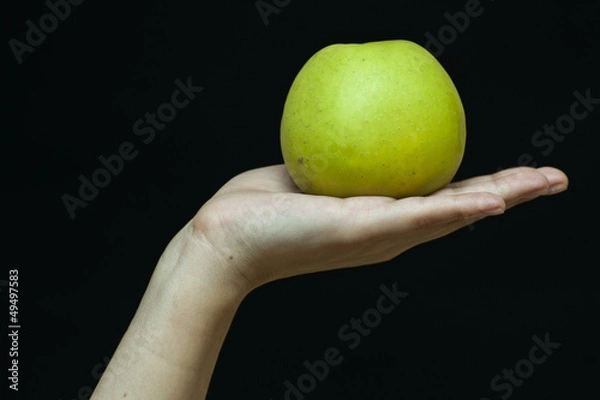 Obraz Female hand with a green apple