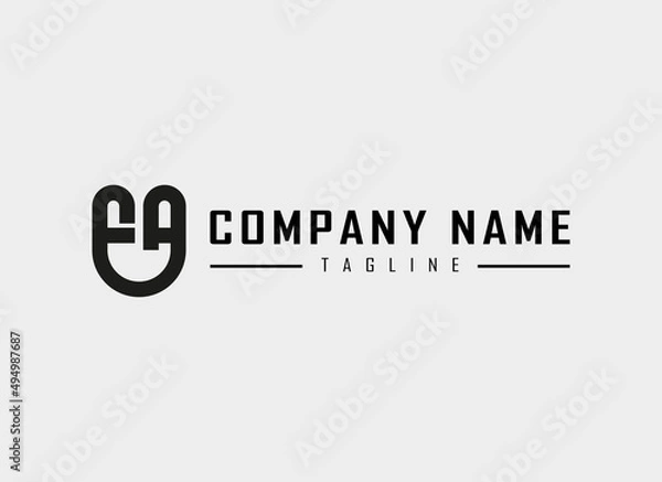 Fototapeta Initial Letter F and A Logo. FA or EA Monogram Linear Rounded Style isolated Grey Background. Usable for Business, Branding and Technology Logos. Flat Vector Logo Design Template Element.