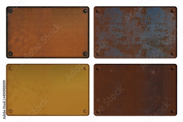 Obraz Four different aged metal blank sign 3d rendering