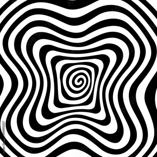 Fototapeta Swirl hypnotic black and white spiral. Monochrome abstract background. Vector flat geometric illustration.Template design for banner, website, template, leaflet, brochure, poster