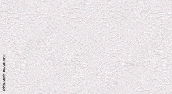 Obraz Tekstura monochromatyczna w kolorze jasnego beżu z motywem florystycznym, efekt tłoczonego papieru. Grafika cyfrowa przeznaczona do druku na tkaninie, papierze ozdobnym, płytkach ceramicznych, tapecie