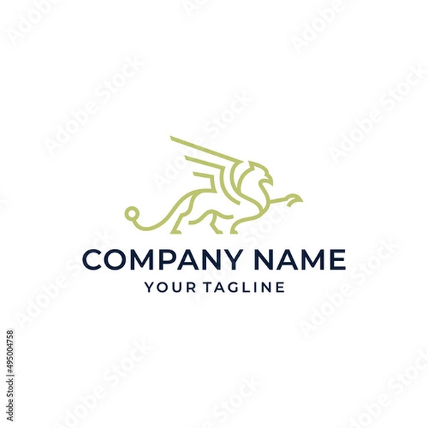 Fototapeta Griffin Line Art Logo Design