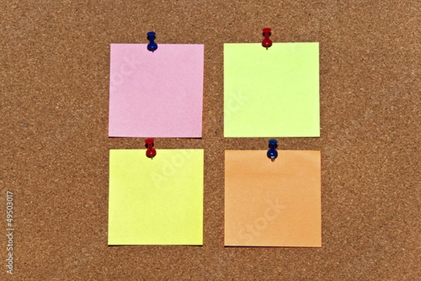 Obraz Post it notes on wooden background