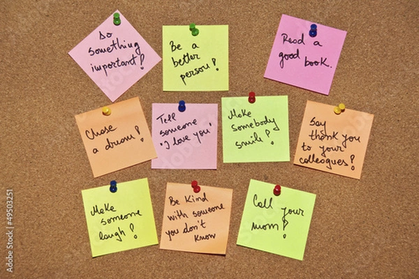 Obraz A collection of multi coloured post it notes