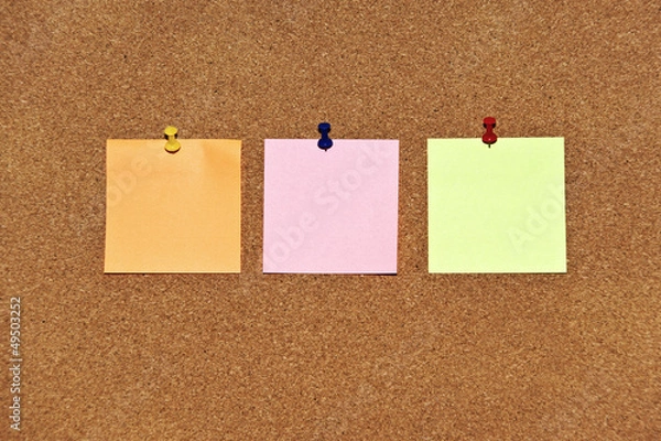 Obraz Post it notes on wooden background