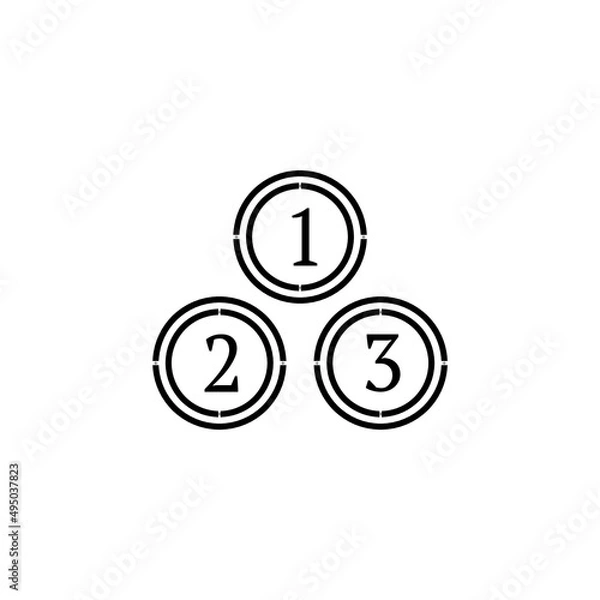 Fototapeta round figure icon to complement the photo with additional numbers 1, 2 and 3 on a white background