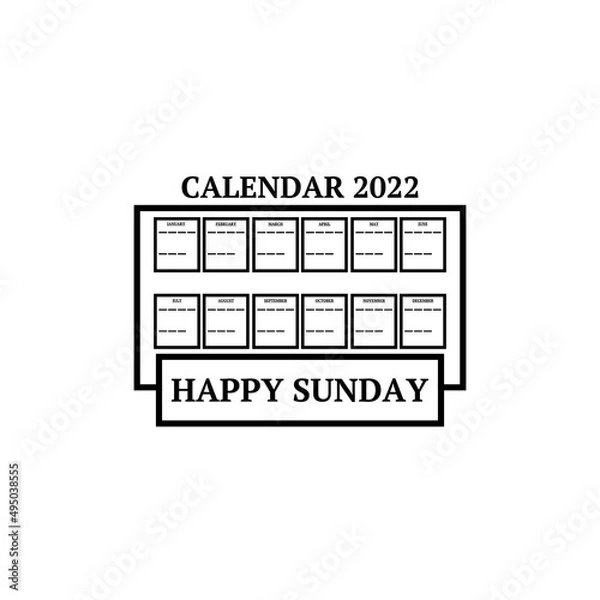 Fototapeta calendar icon 2022 with the name of the day at the bottom or front on a white background