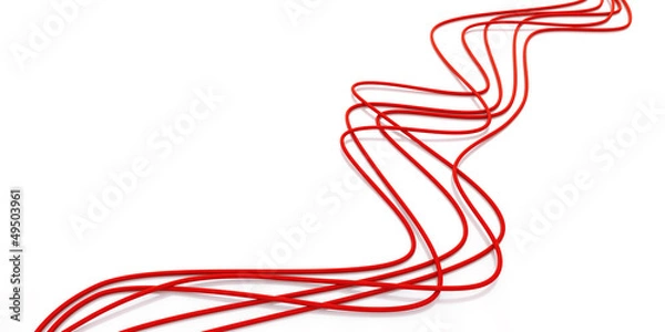 Obraz fibre-optical red cables on a white background