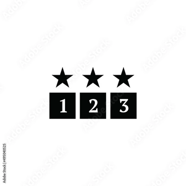 Fototapeta icon numbers 1 2 and 3 with an additional black box and a star above it on a white background