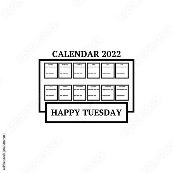 Fototapeta calendar icon 2022 with the name of the day at the bottom or front on a white background