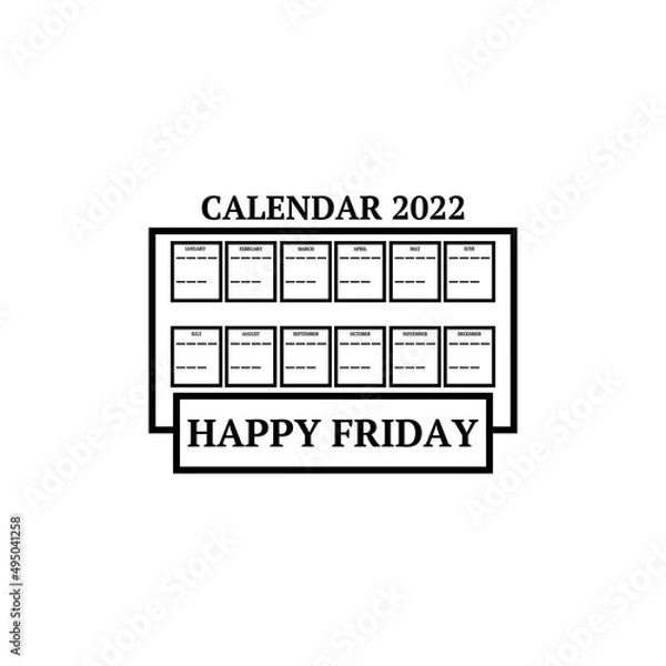 Fototapeta calendar icon 2022 with the name of the day at the bottom or front on a white background