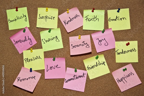 Obraz A collection of multi coloured post it notes