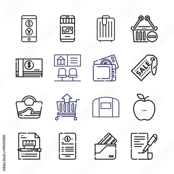 Fototapeta commerce Icon Set with line icons. Modern Thin Line Style. Suitable for Web and Mobile Icon. Vector illustration EPS 10.