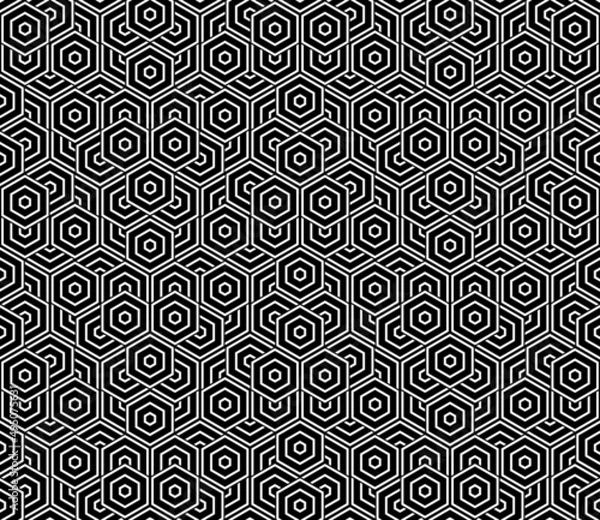 Fototapeta Abstract geometric pattern. A seamless vector background. White and black ornament. Graphic modern pattern. Simple lattice graphic design