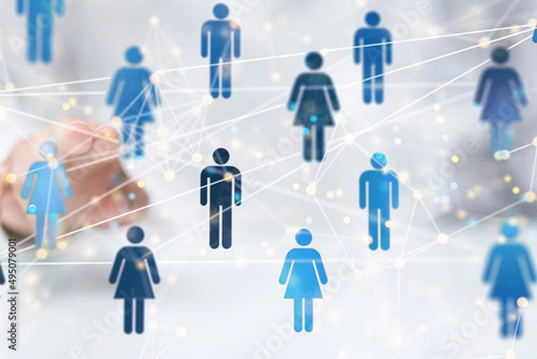 Fototapeta Neural network 3D illustration. Big data and cybersecurity